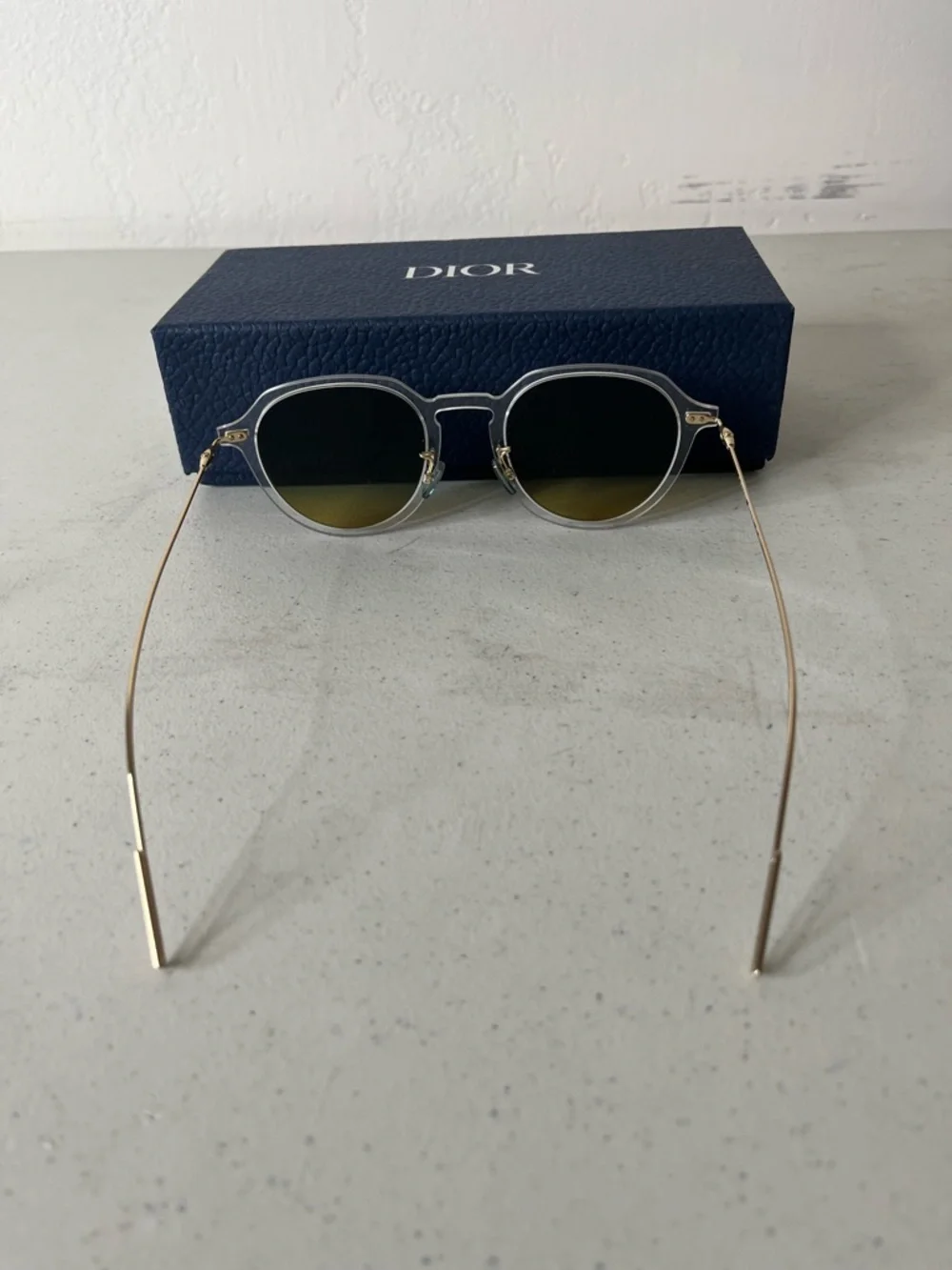 Dior Clear Acetate Sunglasses with Black Lenses
